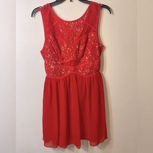 NWT Arc & Co Womens Lace Top Short Mini Red Dress Size Medium prom